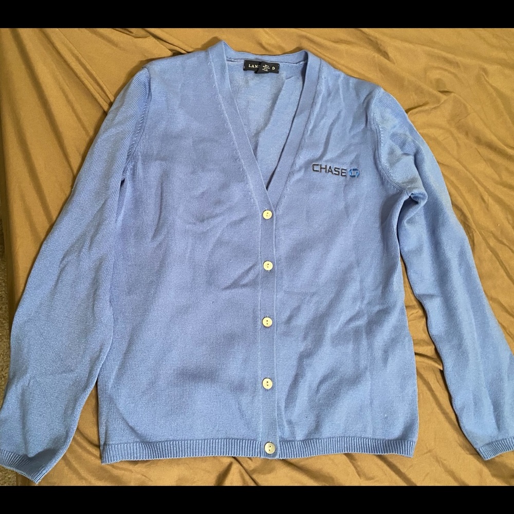 Chase Sweater Uniform Lands End Cardigan Blue Bank